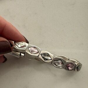UNO de 50 Silver Bracelet with Pink and Gray Gems